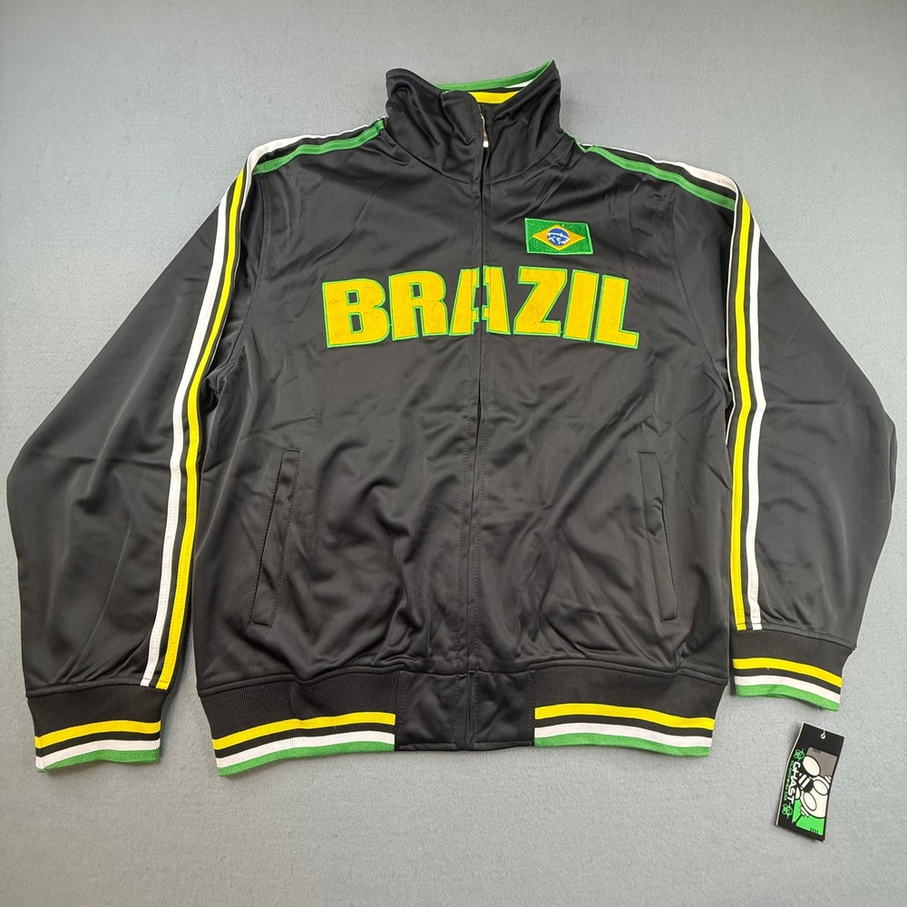 Ghast‎ Track Jacket Mens L Black Brazil Soccer Full Zip Embroidered NWT